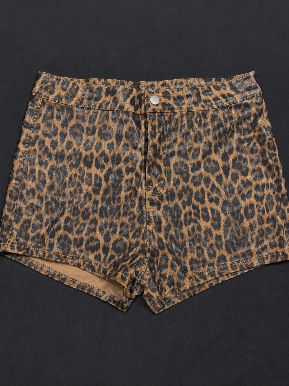 Leopard Print High-Waist Women’s Shorts - Brown/Black